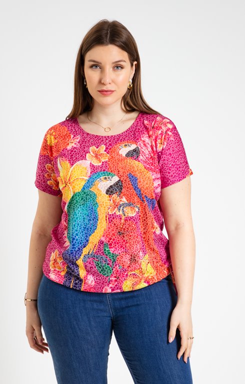Tee-shirt dévoré avec perroquets