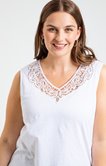 Débardeur uni col dentelle 