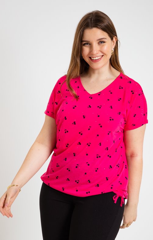 Tee-shirt imprimé cerise et clous