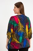 Poncho avec zip au col imprimé feuilles