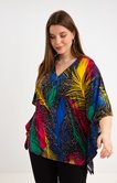 Poncho avec zip au col imprimé feuilles