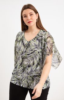 Tee-shirt imprimé feuillage avec collier