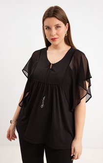Poncho uni avec manches voile 
