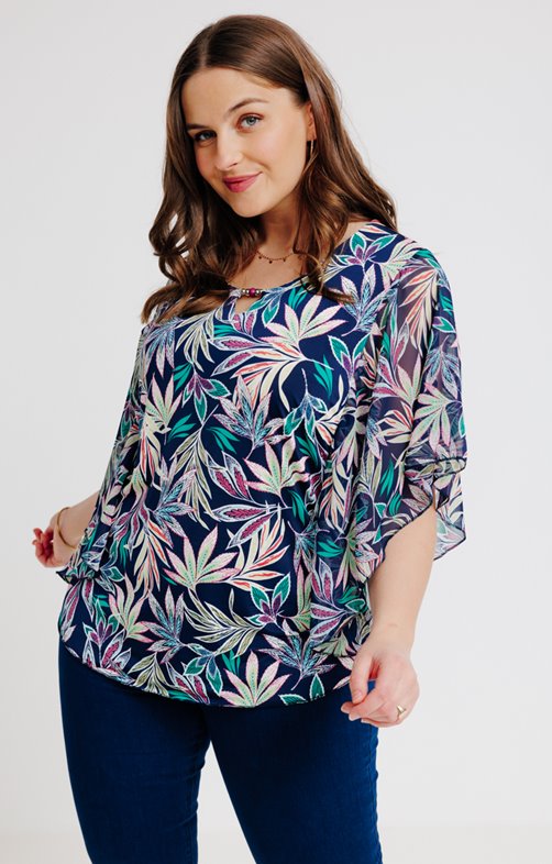 Poncho imprimé avec perles 