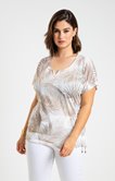 Tee-shirt palmes beige avec strass