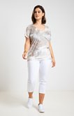 Tee-shirt palmes beige avec strass