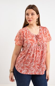 Tee-shirt imprimé feuilles pampilles