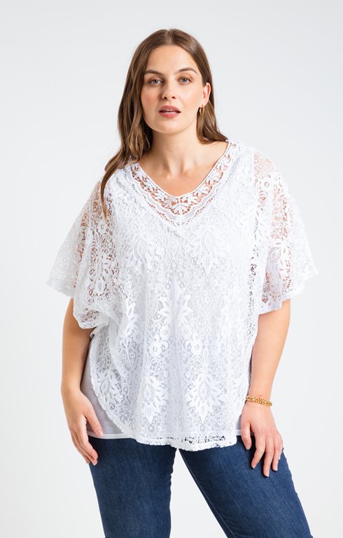 Poncho uni dentelle 