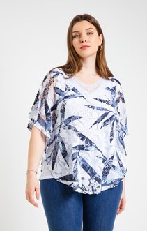 Poncho dévoré col dentelle