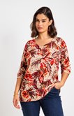 Tee-shirt imprimé feuilles animal strass