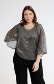 Tee-shirt poncho plissé avec collier 