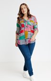 Tunique col v imprimée avec boutons