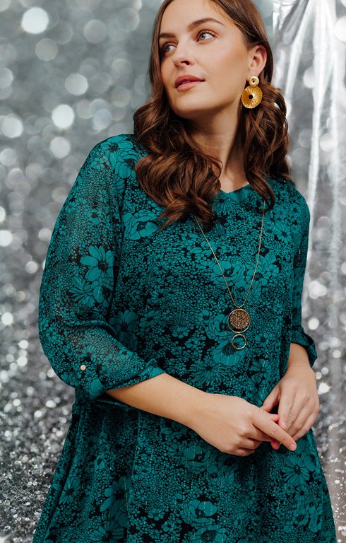 Tunique voile imprimé avec collier 