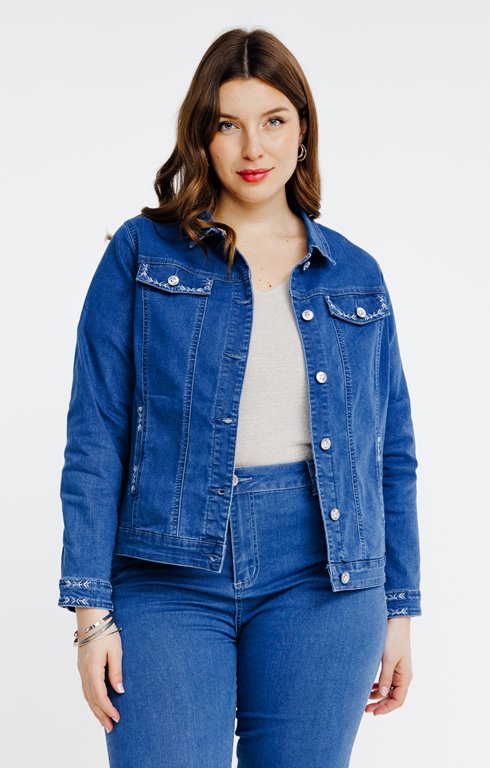 Veste en jean avec détails broderies