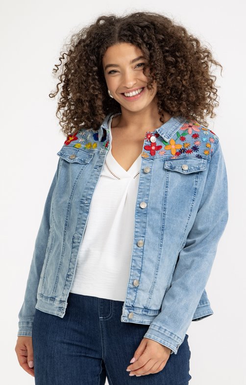 Veste en jean avec détails broderies