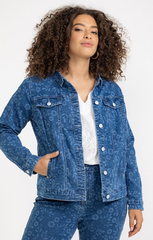 Veste en jean imprimé floral