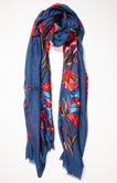 Foulard indigo imprimé fleurs