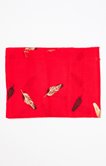 Foulard imprimé plume fond rouge