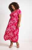 Robe longue fuschia imprimée