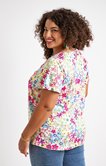 Tee-shirt imprimé fleurs col v 