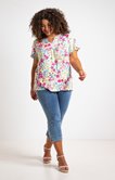 Tee-shirt imprimé fleurs col v 
