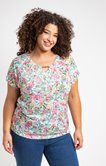 Tee-shirt imprimé fleurs avec perles 
