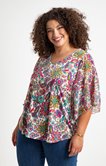 Poncho imprimé fleurs avec collier 