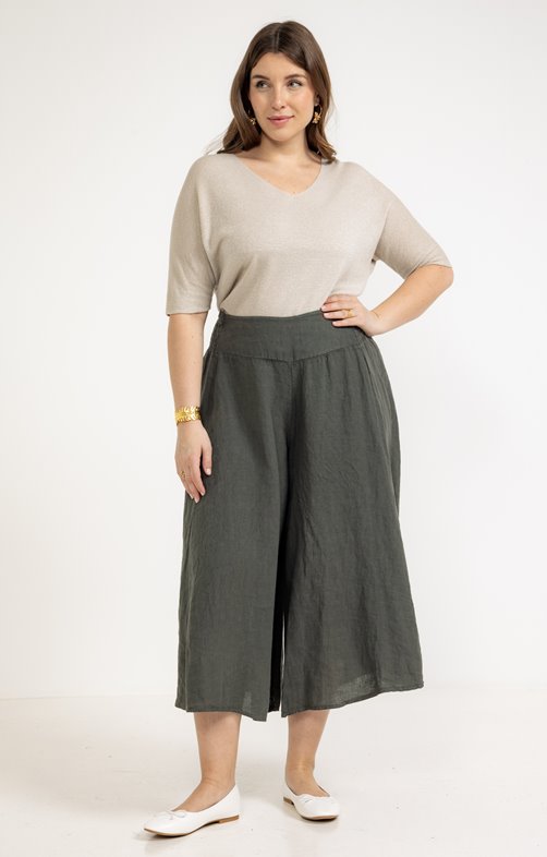 Jupe culotte en lin uni