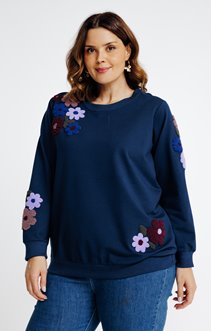 Sweat avec patchs fleurs
