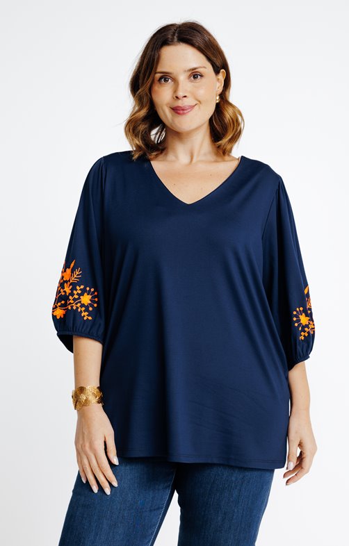 Tee-shirt uni avec broderie