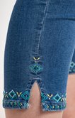 Pantalon 5 poches court broderies