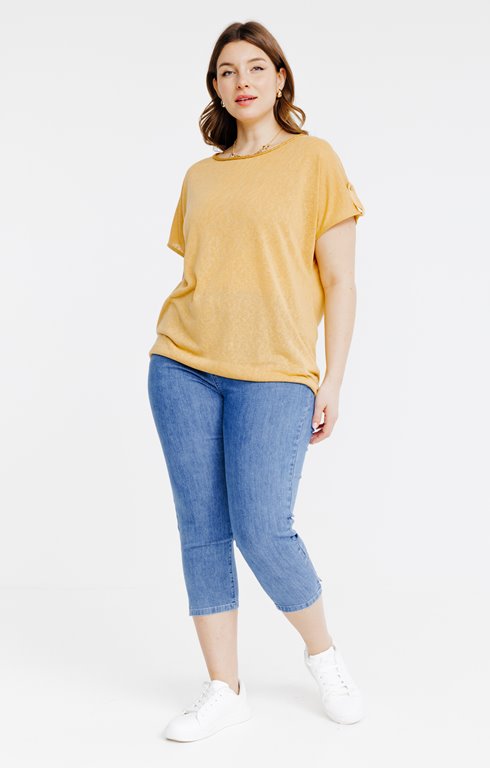 Pantacourt jean broderie poche