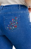 Pantacourt jean broderie fleurs