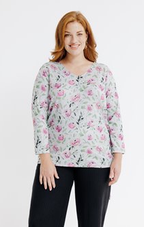 Tee-shirt chaud motif fleurs aquarelle