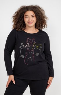 Tee-shirt maille chaude imprimé chats