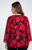 Tee-shirt imprimé floral noir/rouge
