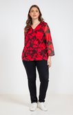 Tee-shirt imprimé floral noir/rouge