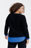 Pull 2en1 maille et voile plumetis