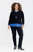 Pull 2en1 maille et voile plumetis