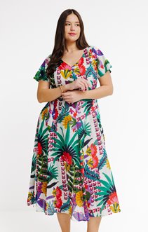Robe longue imprimé palmes