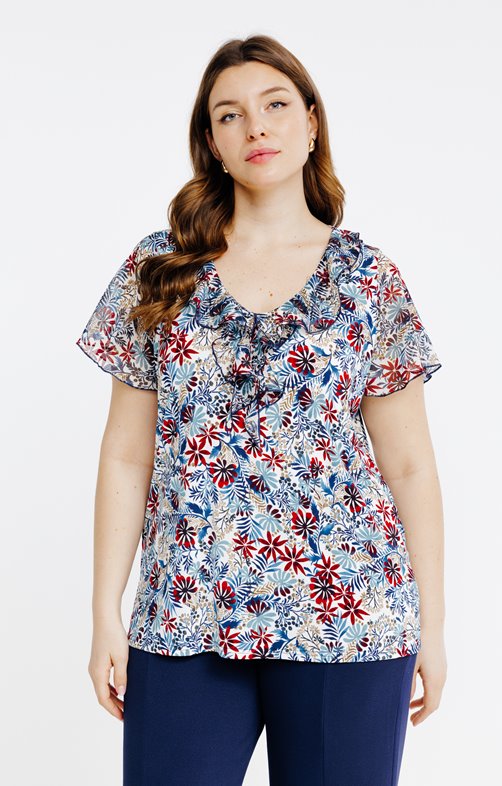 Tee-shirt encolure frou-frou