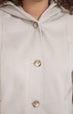 Manteau uni à capuche boutonné