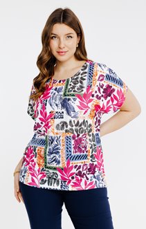 Tee-shirt imprimé patch muticolore