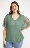 Tee-shirt forme poncho filet sequins