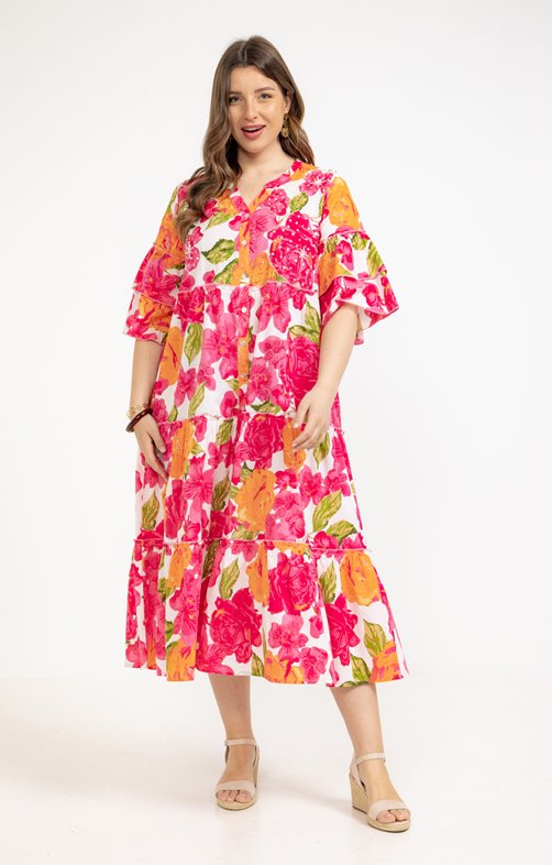 Robe longue à volants