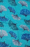 Foulard turquoise motif ginkgo