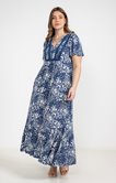 Robe longue à imprimé bicolore fleurs