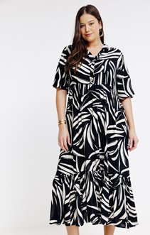 Robe longue bicolore imprimée