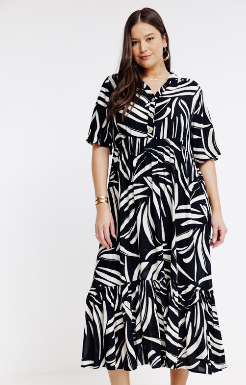 Robe longue bicolore imprimée