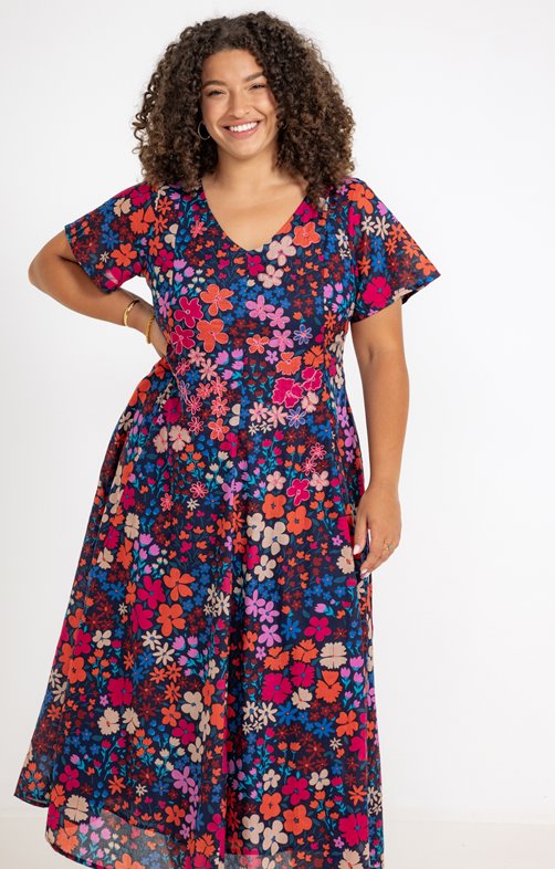 Robe longue évasée imprimée